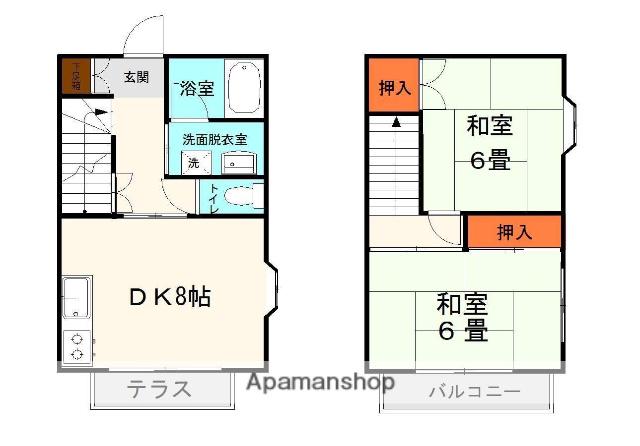メゾン滝川(2DK/1階)の間取り写真