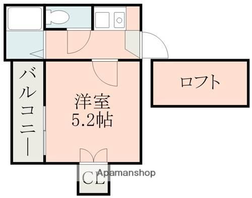 テラス東野(1K/2階)の間取り写真