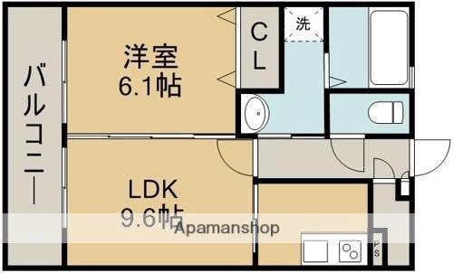 ボンヌール健軍(1LDK/1階)の間取り写真