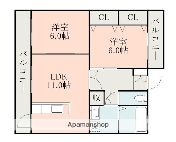 ライフパークA棟(2LDK/1階)の間取り写真