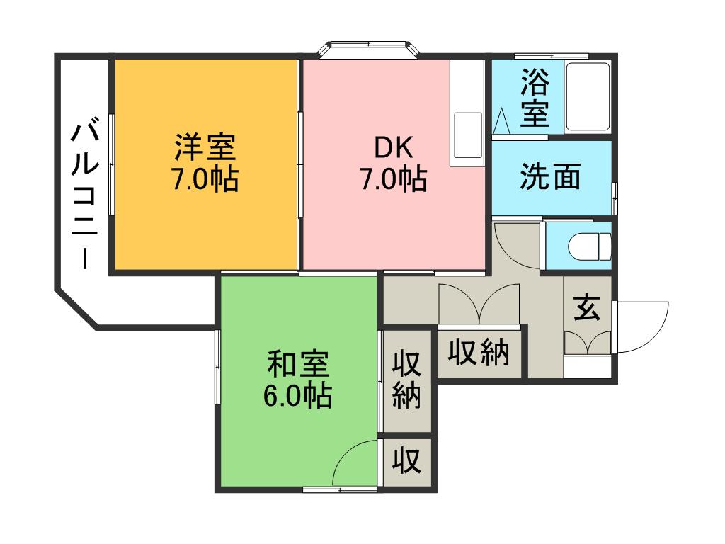 幸ハイツ(2DK/2階)の間取り写真
