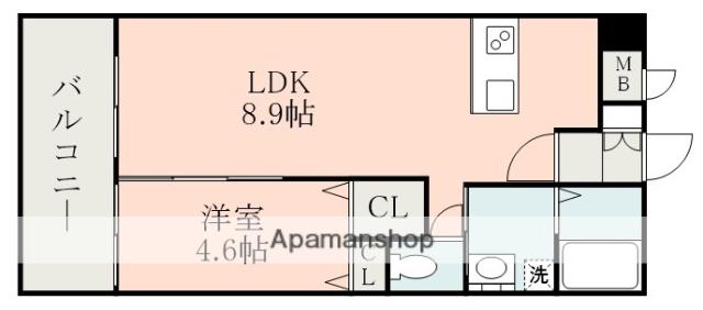 S-FORT平成けやき通(1LDK/3階)の間取り写真