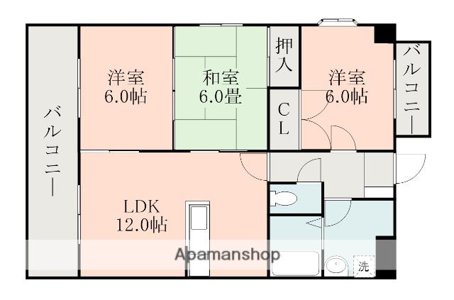 エトワール大坪(3LDK/2階)の間取り写真
