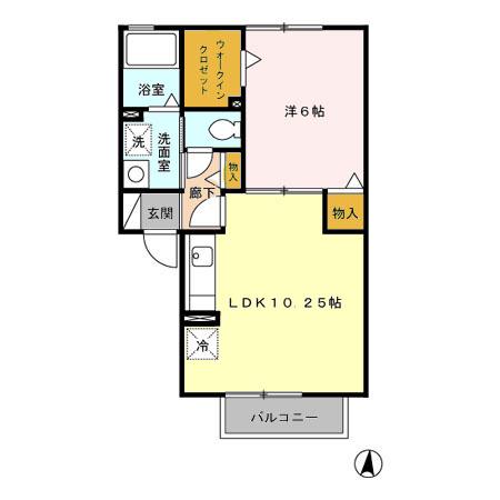 アイ・スリーハイツ(1LDK/2階)の間取り写真