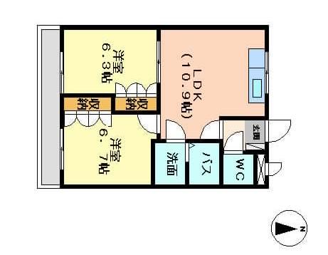 PLACE DE VERT C(2LDK/2階)の間取り写真