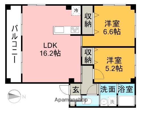 イーストヴィレッジB(2LDK/1階)の間取り写真