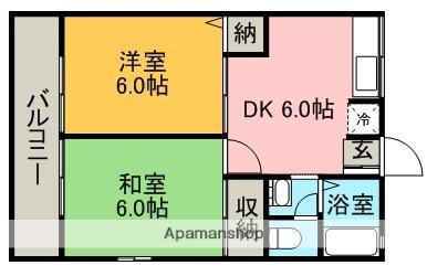 サンプレース(2DK/1階)の間取り写真