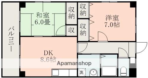 エターナル雅(2DK/2階)の間取り写真