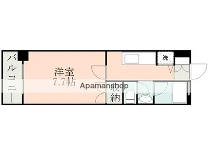 パレ・ドール健軍Ⅱ(1K/4階)の間取り写真