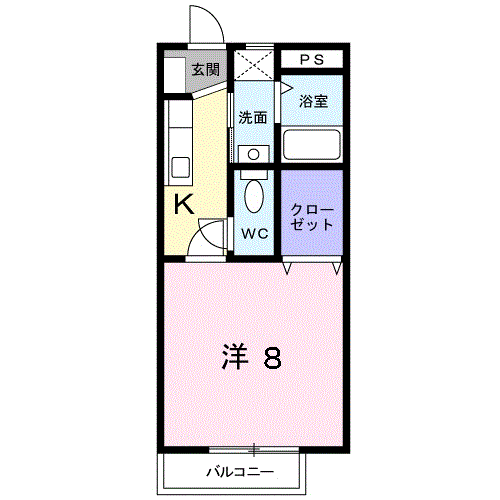 サンシャインアイ(1K/1階)の間取り写真