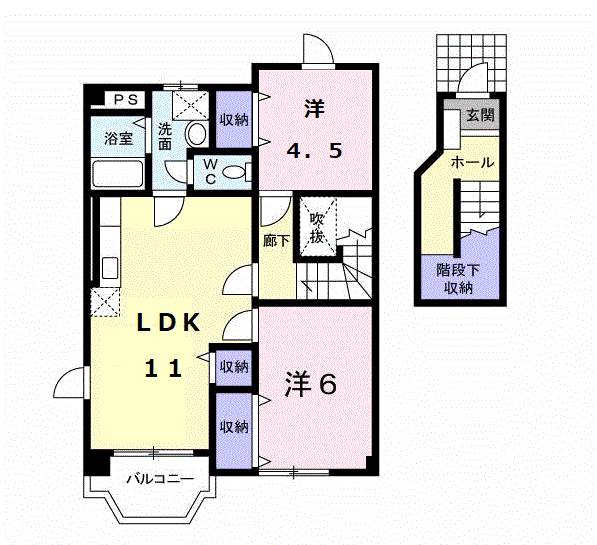 ボナール(2LDK/2階)の間取り写真