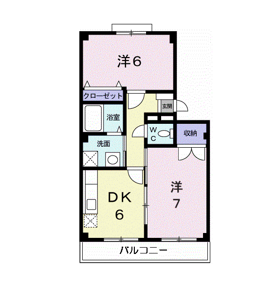 ヴィクトワール壱番館(2DK/2階)の間取り写真