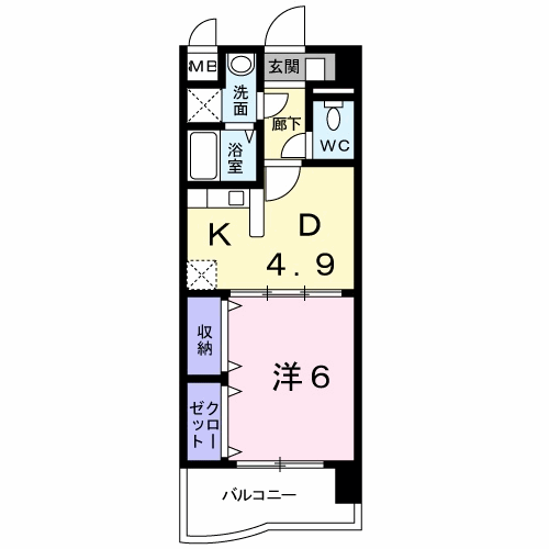 レルベ保田窪(1DK/2階)の間取り写真