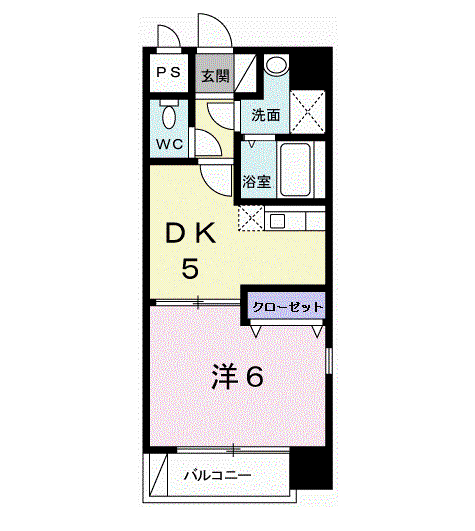 プレジデンシャル白山(1DK/1階)の間取り写真