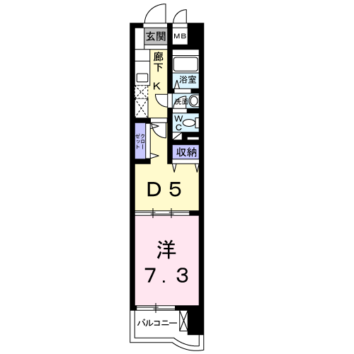メゾンソレイユ(1DK/9階)の間取り写真