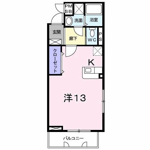 はなみずきM(ワンルーム/2階)の間取り写真