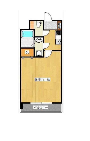 クロノス22上熊本(1K/8階)の間取り写真