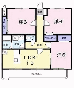 インペリアル山本(3LDK/3階)の間取り写真