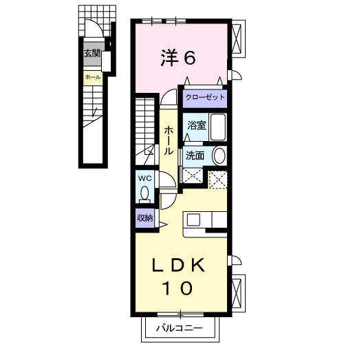 プロムナ-ドⅢ(1LDK/2階)の間取り写真