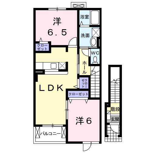 エレガンテ・アロッジオK(2LDK/2階)の間取り写真