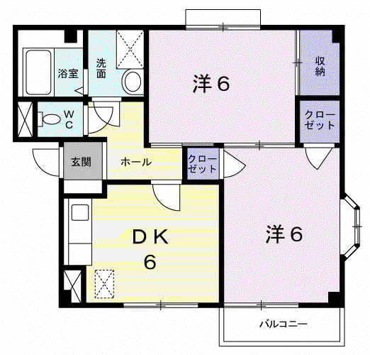 レジデンスビバⅡ(2DK/1階)の間取り写真