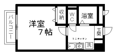 ヒューゲル(1K/1階)の間取り写真