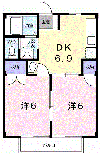 グリーンコーポ坂井(2DK/1階)の間取り写真