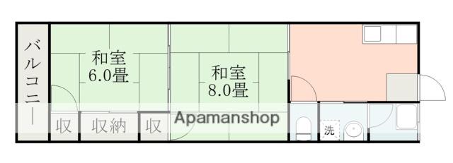 ケイオス長嶺南(2DK/2階)の間取り写真