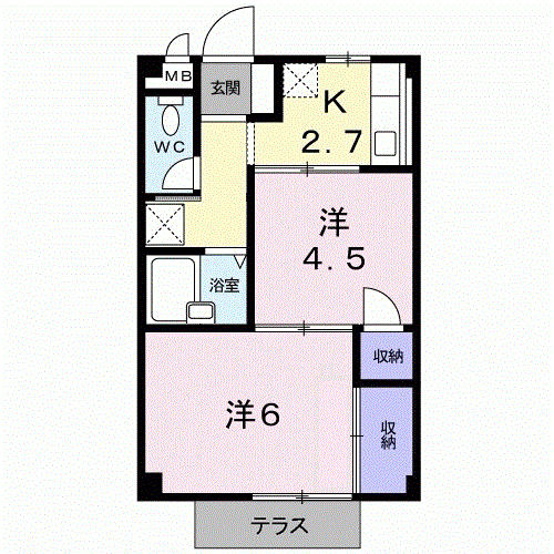 プラムハウス(2K/1階)の間取り写真
