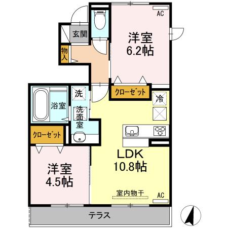 サン・シーロ(2LDK/1階)の間取り写真