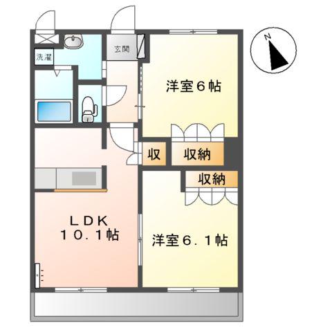 GENTLY麻生田(2LDK/2階)の間取り写真