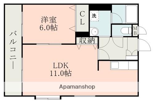 スプラウト(1LDK/4階)の間取り写真