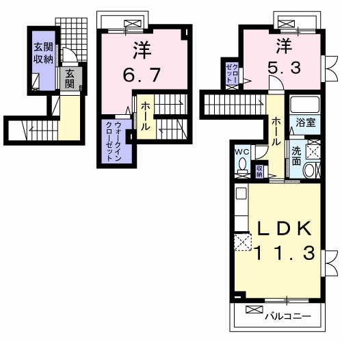プライム・ガーデンⅠ(2LDK/2階)の間取り写真