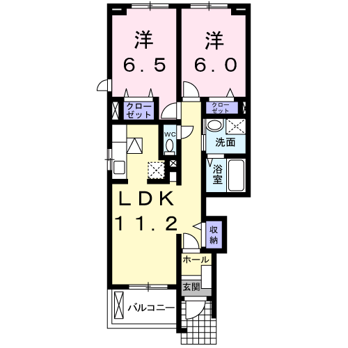 ティエラ水前寺(2LDK/1階)の間取り写真