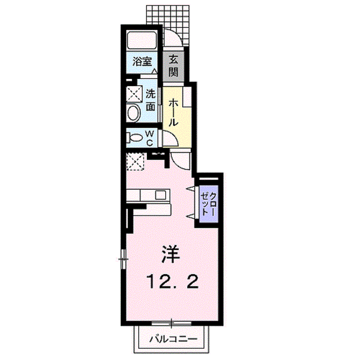 サン・アヴェニューA(ワンルーム/1階)の間取り写真