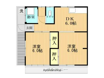 志柿アパート(2DK/2階)の間取り写真