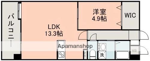 プライマル熊本慶徳(1LDK/8階)の間取り写真