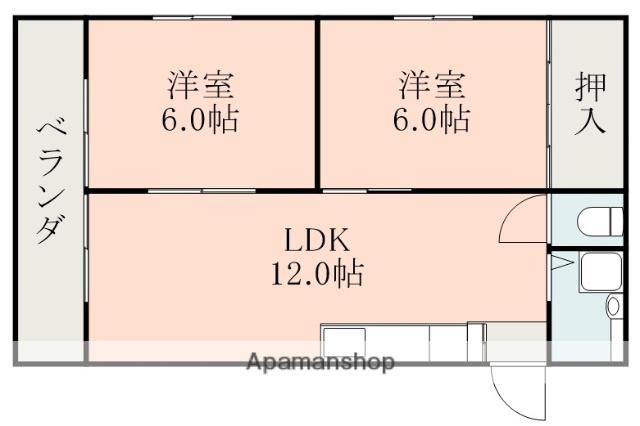コーアコーポ(2LDK/2階)の間取り写真
