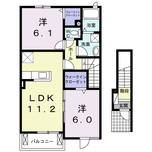 プレジール Ⅰ(2LDK/2階)の間取り写真