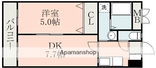 ライズ平成さくら通(1DK/3階)の間取り写真