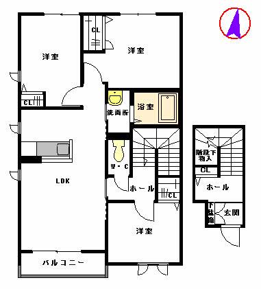 シャーメゾン エルランドⅡ(3LDK/2階)の間取り写真