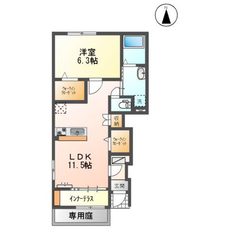 ボヌールMASHIKIⅡ(1LDK/1階)の間取り写真