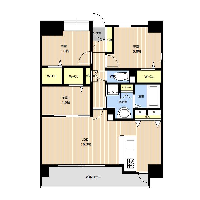 LIBTH菊陽(3LDK/3階)の間取り写真