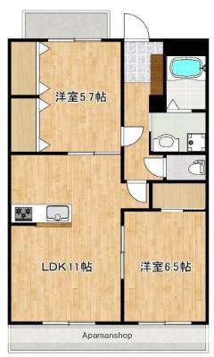 クロノス52鶴羽田(2LDK/1階)の間取り写真
