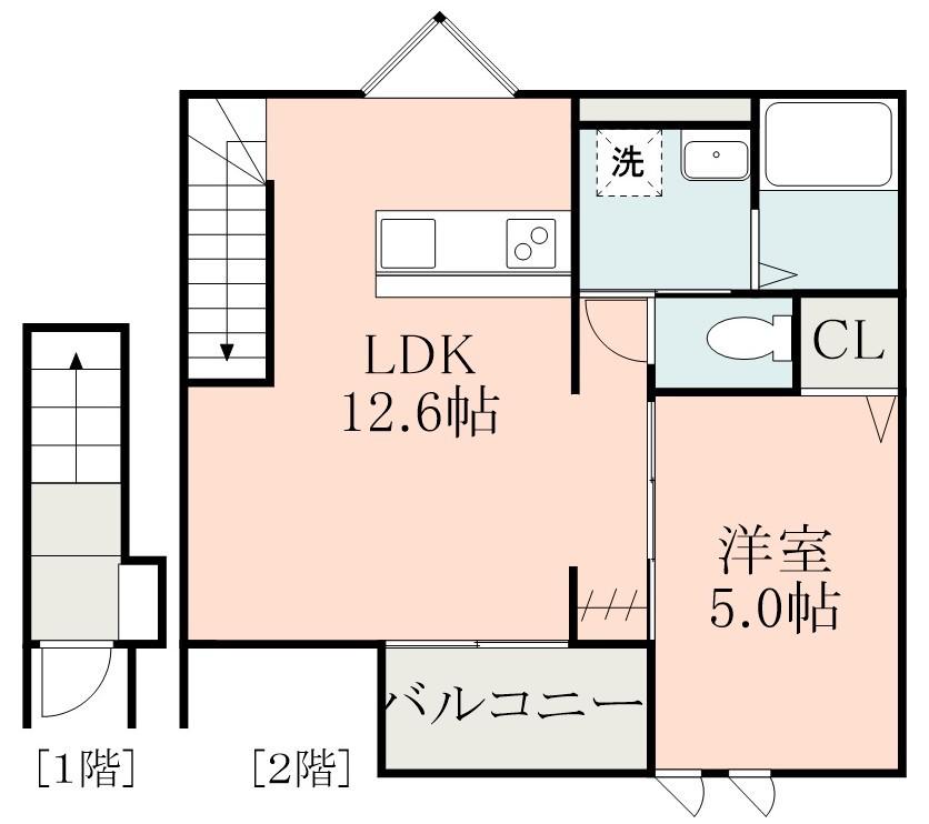 ホワイトステージSUYA(1LDK/2階)の間取り写真