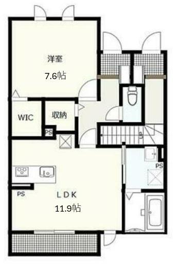 ソレジオタウン大津(1LDK/1階)の間取り写真