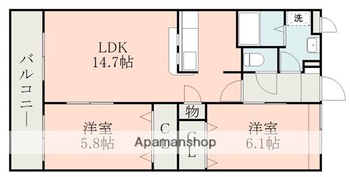 MAJOR大津北(2LDK/2階)の間取り写真