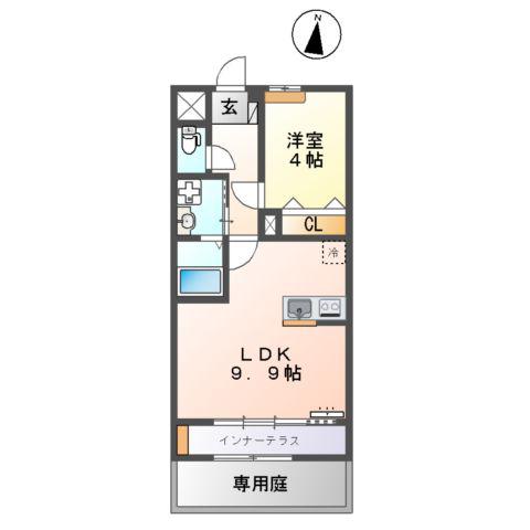 シャンボール南高江(1LDK/1階)の間取り写真