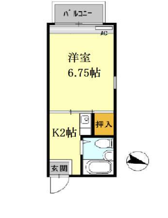 グリーンハイツ新大江(1K/2階)の間取り写真
