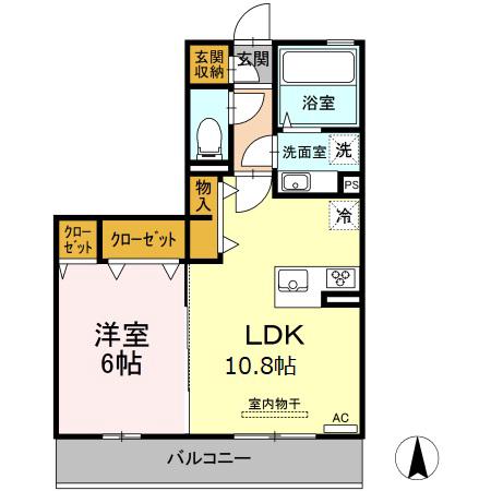 熊本県上益城郡嘉島町 3階建 築6年(1LDK/3階)の間取り写真
